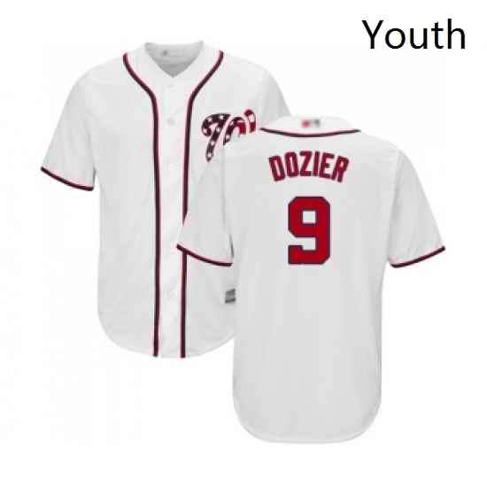 Youth Washington Nationals 9 Brian Dozier Replica White Home Cool Base Baseball Jersey